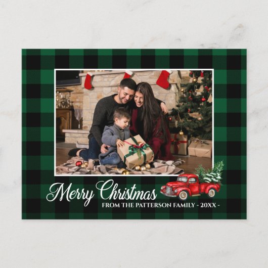 Calligrafiescript Foto groen geplakt rood vrachtwa Briefkaart (Voorkant)