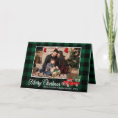 Calligrafiescript Foto groen geplakt rood vrachtwa Feestdagen Kaart (Voorkant)