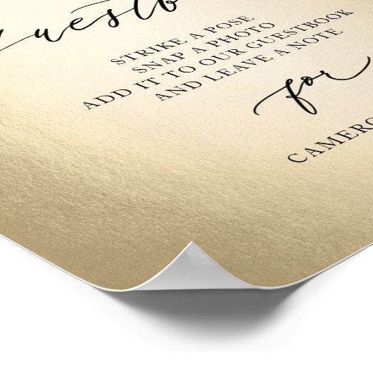 Calligrafiescript Foto Guestbook Weddenschap Poster (Hoek)