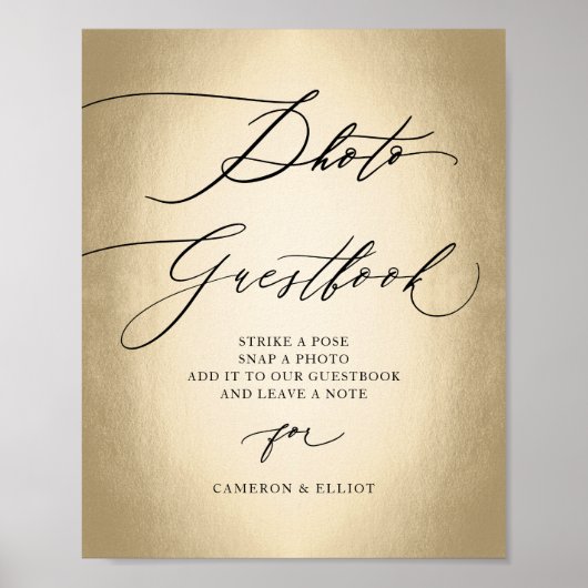 Calligrafiescript Foto Guestbook Weddenschap Poster (Voorkant)
