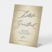 Calligrafiescript Foto Guestbook Weddenschap Reclamebord Met Voetstuk (Voorkant)