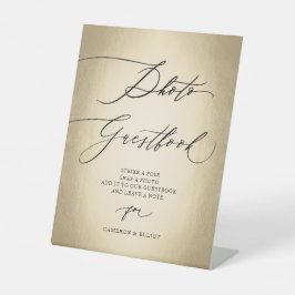 Calligrafiescript Foto Guestbook Weddenschap Reclamebord Met Voetstuk