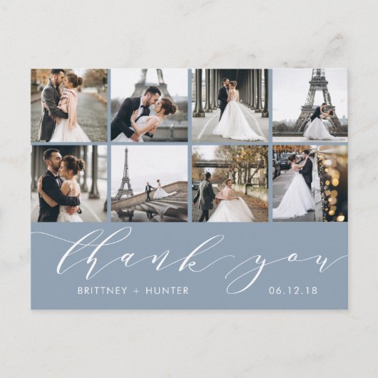 Calligrafiescript Foto Hartelijk dank Stusty Blue Briefkaart (Voorkant)