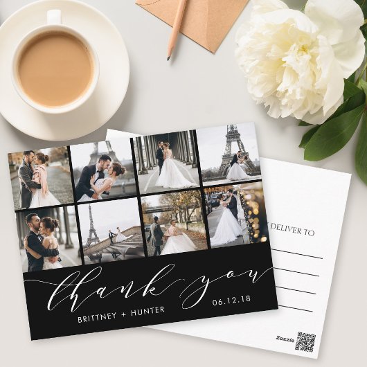 Calligrafiescript Foto Hartelijk dank zwart Briefk Briefkaart