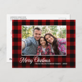 Calligrafiescript Foto rood met kerstmis Briefkaart (Voorkant / Achterkant)