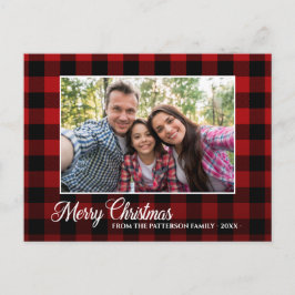 Calligrafiescript Foto rood met kerstmis Briefkaart