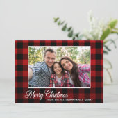 Calligrafiescript Foto rood met kerstmis Kaart (Staand voorkant)