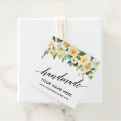 Calligrafiescript Geel Floral Handgemaakt Bedankjes Labels (In situ)