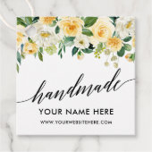 Calligrafiescript Geel Floral Handgemaakt Bedankjes Labels (Voorkant)