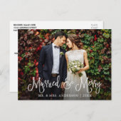 Calligrafiescript - Gehuwd en prettige bruiloft fo Briefkaart (Voorkant / Achterkant)