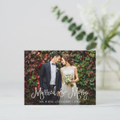 Calligrafiescript - Gehuwd en prettige bruiloft fo Briefkaart (Staand voorkant)