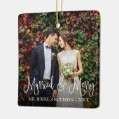 Calligrafiescript - Gehuwd en prettige bruiloft fo Keramisch Ornament (Links)