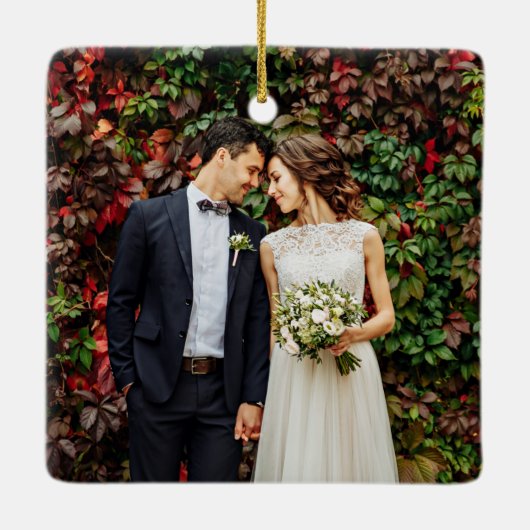 Calligrafiescript - Gehuwd en prettige bruiloft fo Keramisch Ornament (Achterkant)