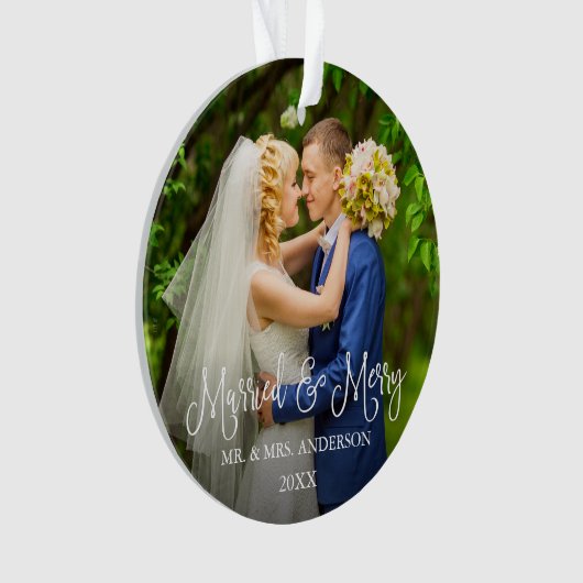 Calligrafiescript - Gehuwd en prettige bruiloft fo Ornament (voorkant)