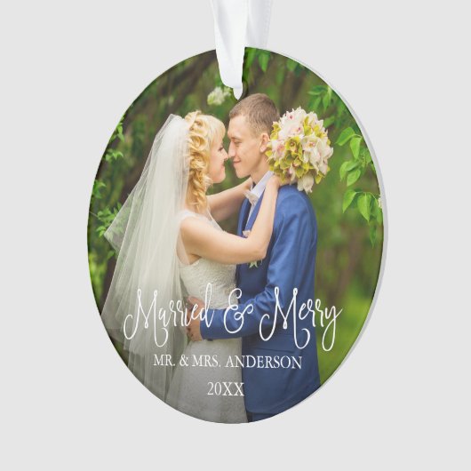 Calligrafiescript - Gehuwd en prettige bruiloft fo Ornament (voorkant)