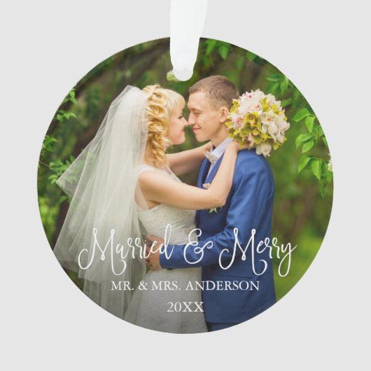 Calligrafiescript - Gehuwd en prettige bruiloft fo Ornament (voorkant)