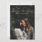 Calligrafiescript Glory to God Kerstfoto Feestdagenkaart (Voorkant)