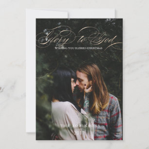 Calligrafiescript Glory to God Kerstfoto Feestdagenkaart