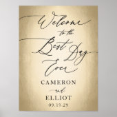 Calligrafiescript Gold Best Day Ever WeddenSign Poster (Voorkant)