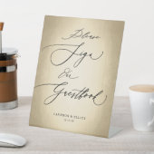 Calligrafiescript Gold Guestbook Weddenschap Reclamebord Met Voetstuk (Insitu)
