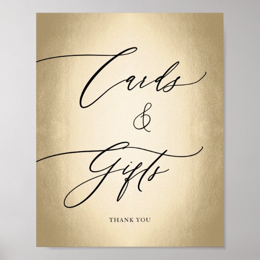 Calligrafiescript Gold-Kaarten en cadeaubonnen Poster (Voorkant)