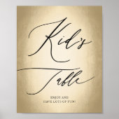 Calligrafiescript Gold Kind Tabelbruiloft Poster (Voorkant)