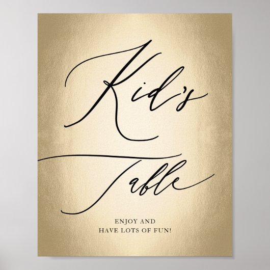 Calligrafiescript Gold Kind Tabelbruiloft Poster (Voorkant)