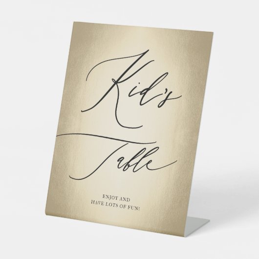 Calligrafiescript Gold Kind tafel bruiloft Reclamebord Met Voetstuk (Voorkant)