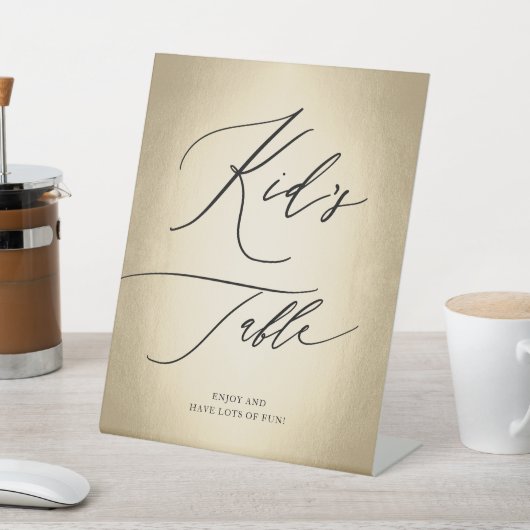 Calligrafiescript Gold Kind tafel bruiloft Reclamebord Met Voetstuk (Insitu)