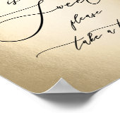 Calligrafiescript Gold Love is Sweet Weduwen Sign Poster (Hoek)