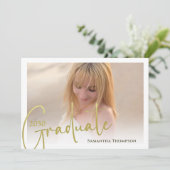 Calligrafiescript Gold Minimalist Two Photo Kaart (Staand voorkant)