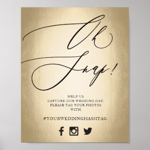 Calligrafiescript Gold Oh Snap Wedding Sign Poster