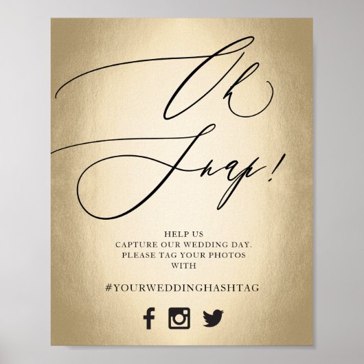 Calligrafiescript Gold Oh Snap Wedding Sign Poster (Voorkant)