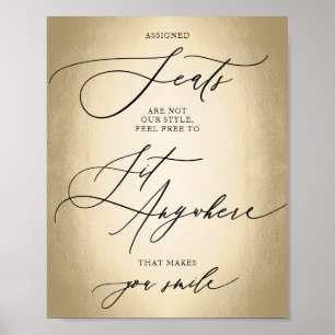 Calligrafiescript Gold Sit Anywhere Weddensign Poster
