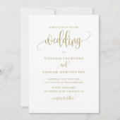 Calligrafiescript Gold Wedding Kaart (Voorkant)