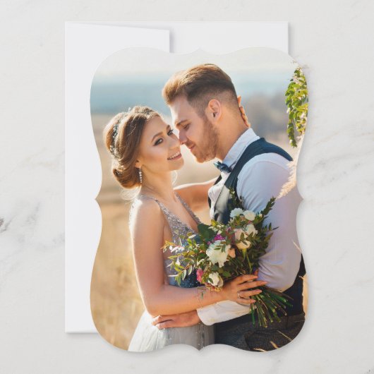 Calligrafiescript Green Floral Photo Wedding Kaart (Achterkant)