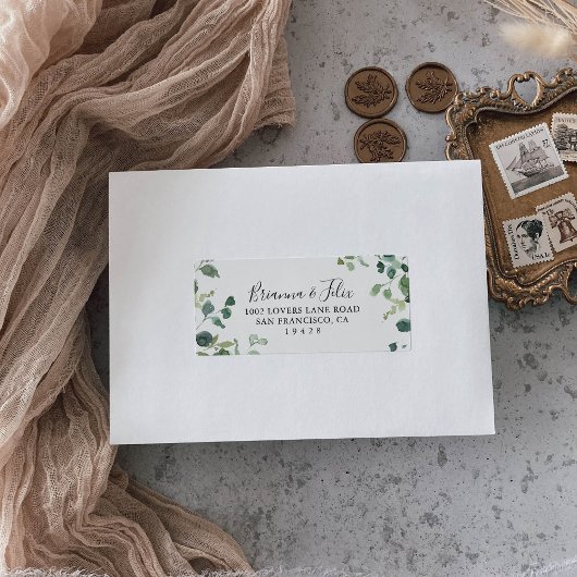 Calligrafiescript Green Foliage Weddenschap RSVP Etiket