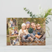 Calligrafiescript Happy Thanksgiving 4 Foto Feestdagenkaart (Staand voorkant)