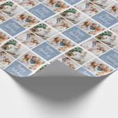 Calligrafiescript Holiday 3 Foto Dusty Blue Cadeaupapier (Hoek)