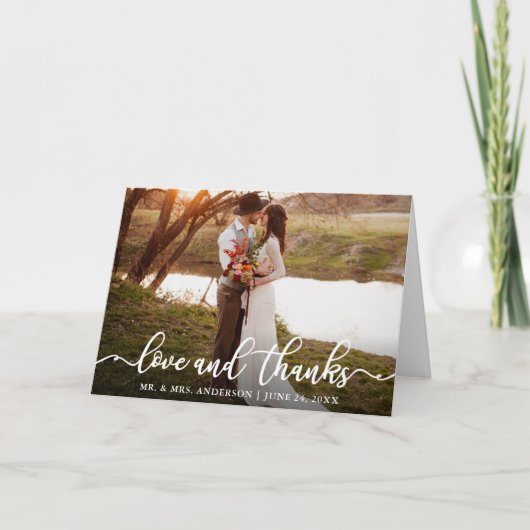 Calligrafiescript Love Bedankt Weddenfoto Fold (Voorkant)