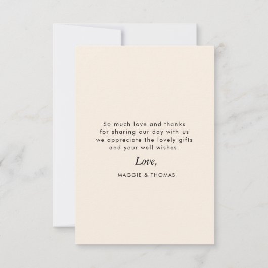 calligrafiescript newlyweds bruiloft foto bedankkaart (Achterkant)