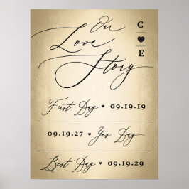 Calligrafiescript op ons liefdesverhaal-bruiloftsb poster