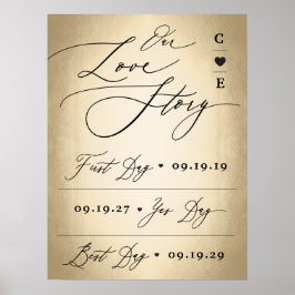 Calligrafiescript op ons liefdesverhaal-bruiloftsb poster