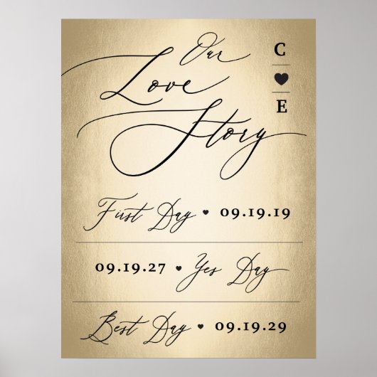 Calligrafiescript op ons liefdesverhaal-bruiloftsb poster (Voorkant)