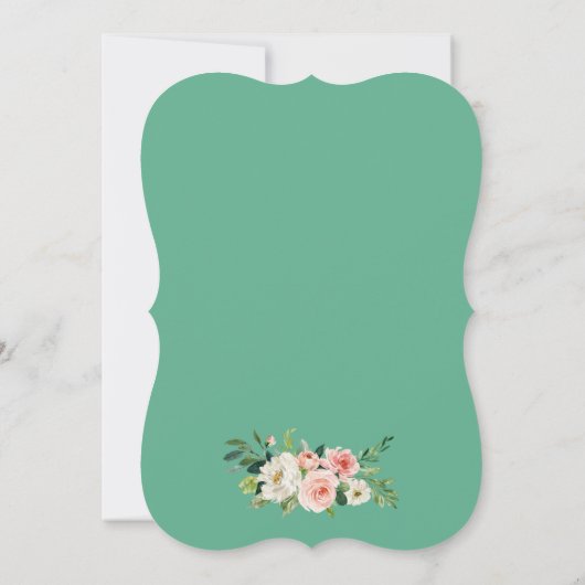 Calligrafiescript Roze White Floral Neo Mint Kaart (Achterkant)