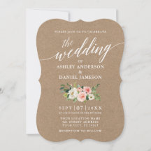 Calligrafiescript Roze White Floral Wedding Kraft