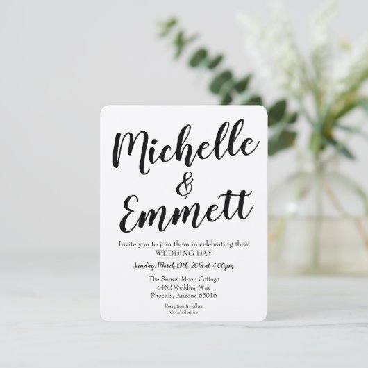 Calligrafiescript Rustic Kraft Elegant Wedding Kaart (Staand voorkant)