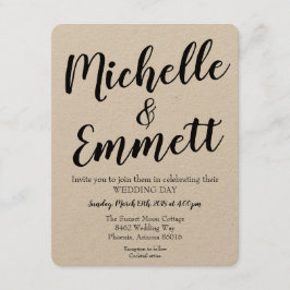 Calligrafiescript Rustic Kraft Elegant Wedding Kaart