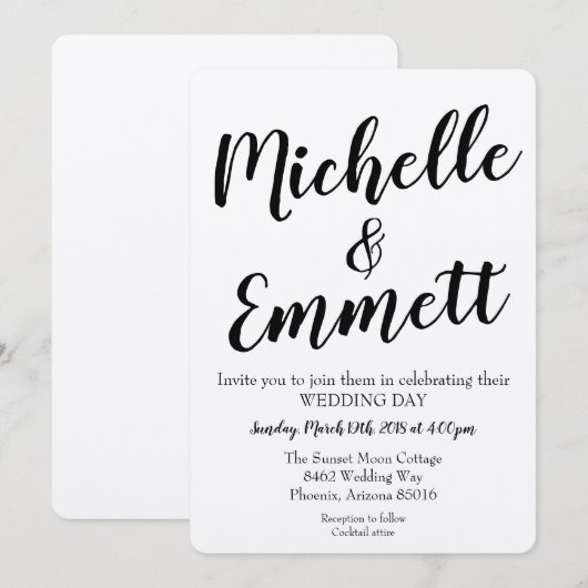 Calligrafiescript Rustic Kraft Elegant Wedding Kaart (Voorkant / Achterkant)