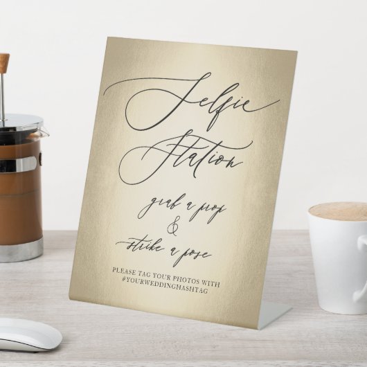 Calligrafiescript selfie-station Weddenschap Reclamebord Met Voetstuk (Insitu)